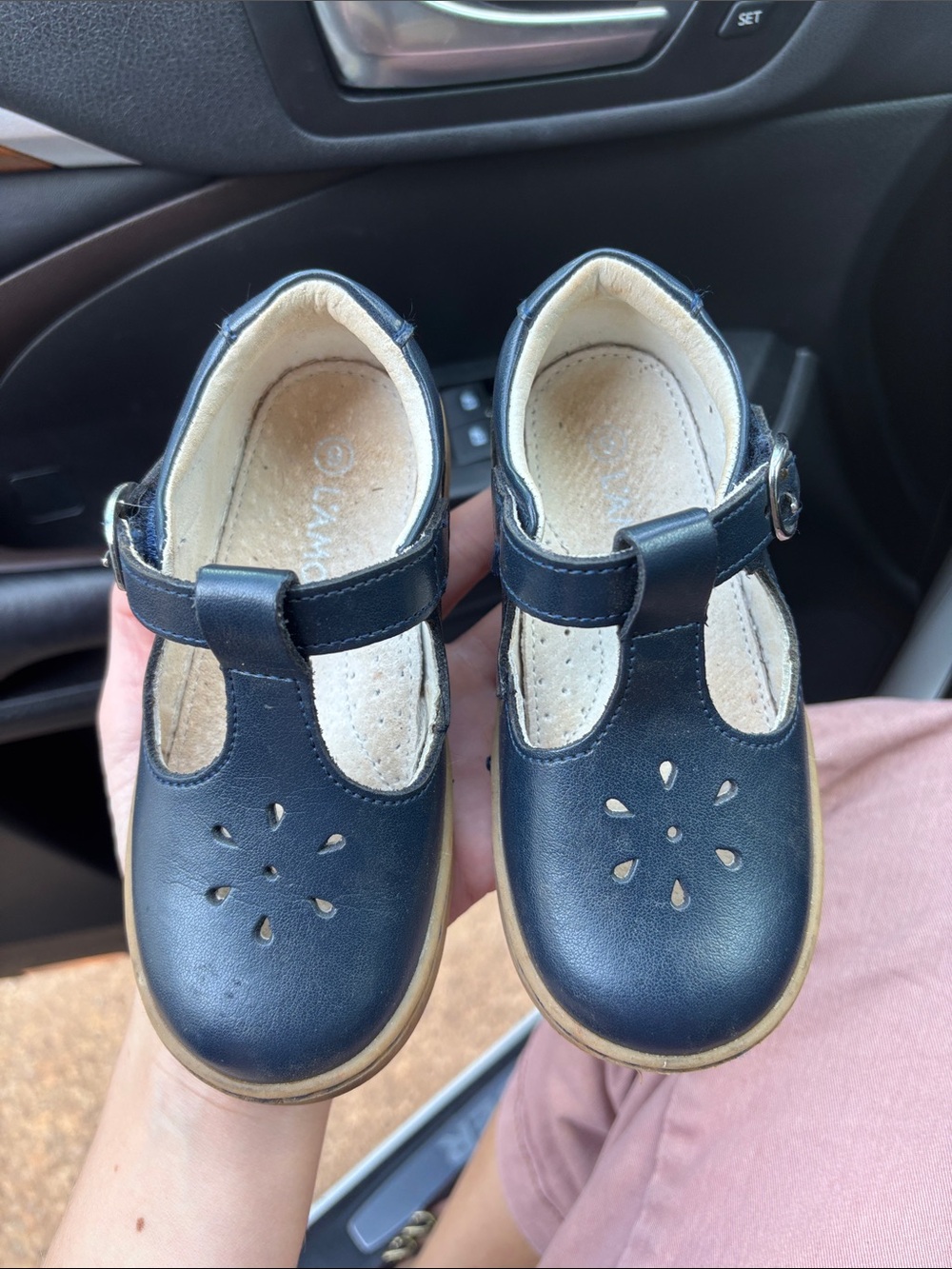 l’amour Kids Navy T-Strap Mary Jane Shoes -